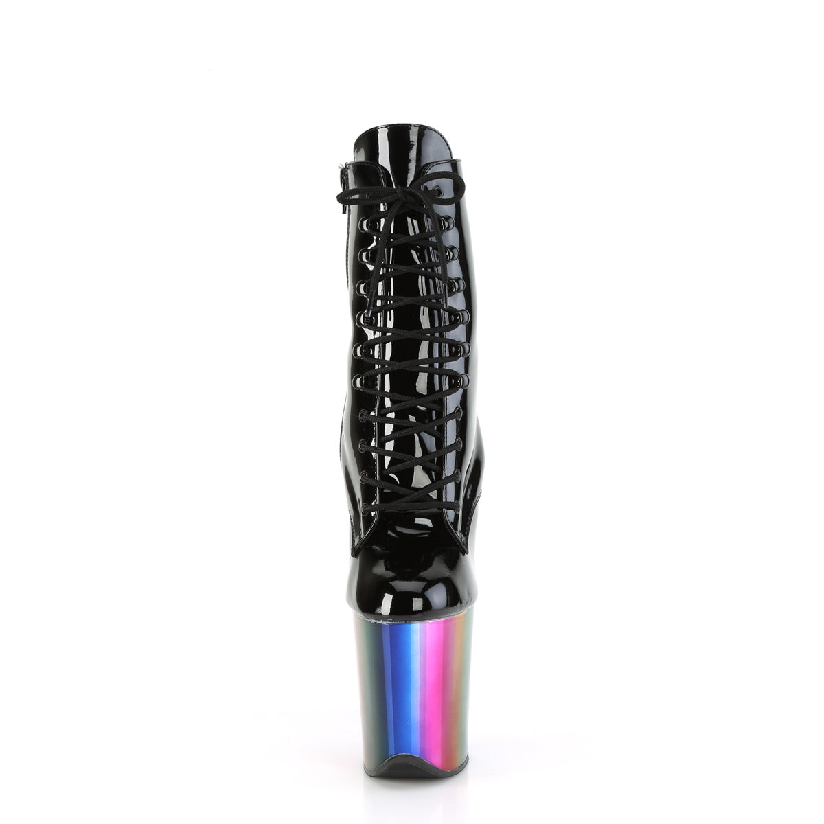 8 Inch Heel FLAMINGO-1020RC Black Pat-Rainbow Chrome