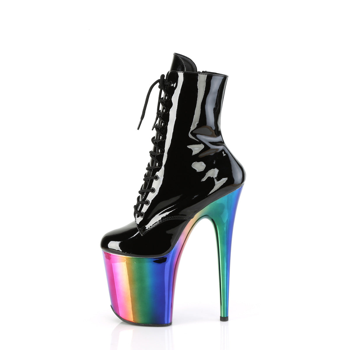 8 Inch Heel FLAMINGO-1020RC Black Pat-Rainbow Chrome