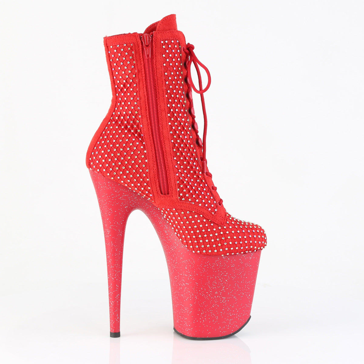 8 Inch Heel FLAMINGO-1020RM Red Rhinestone