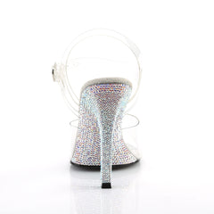 Fabulicious GALA-08DM Silver Ankle Strap Sandals With Rhinestones Bottom