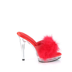 5 Inch Heel GLORY-501F-8 Red Fur Clear