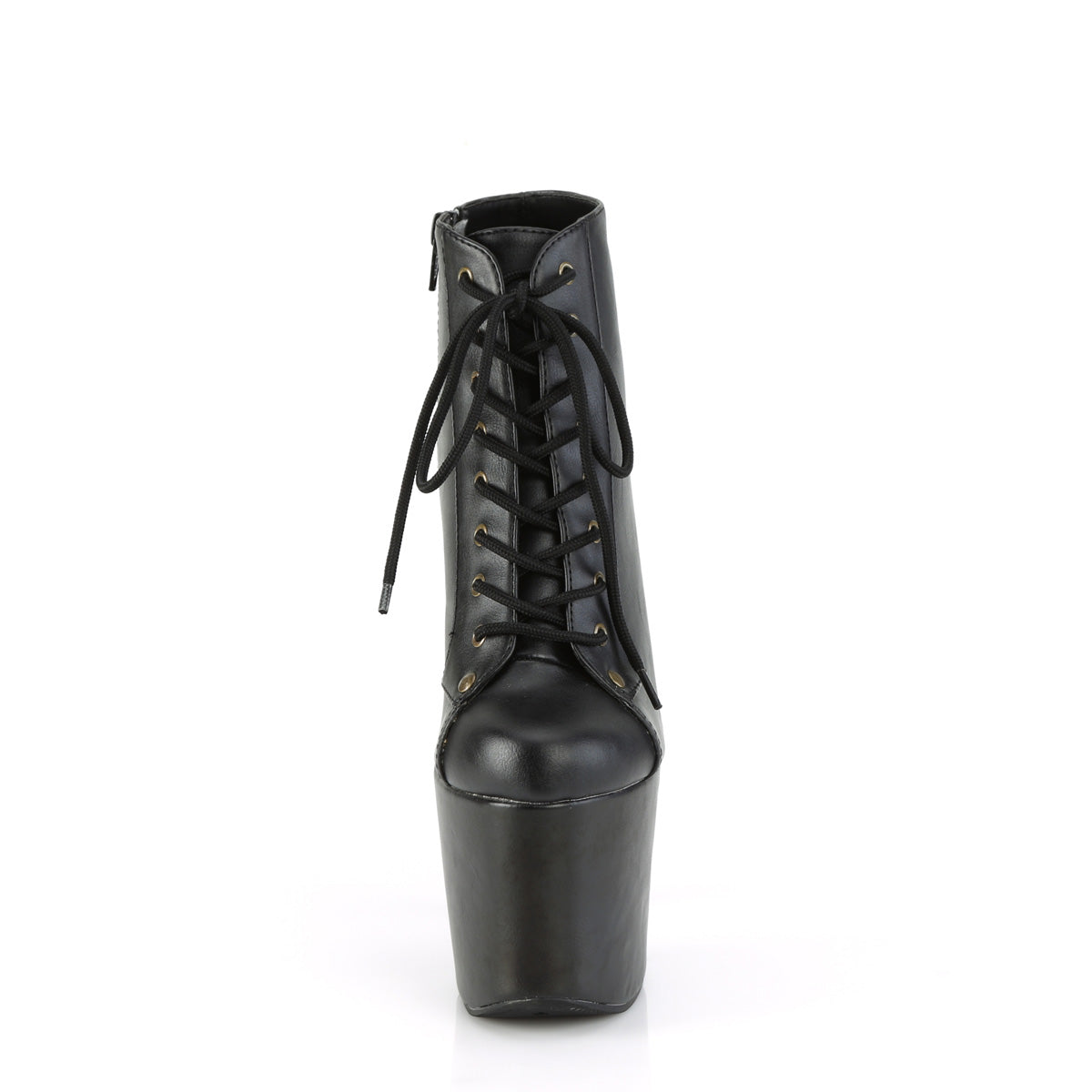 7 Inch Heel HEX-1005 Black Faux Leather