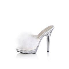 5 Inch Heel LIP-101-8 White Fur