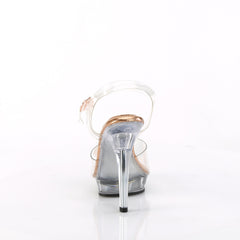 5 Inch Heel LIP-108 Clear Rose Gold