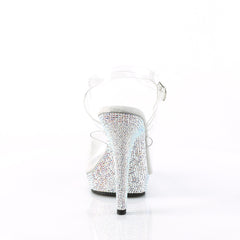 Fabulicious LIP-108DM Silver Ankle Strap Sandals With Rhinestones Bottom