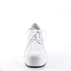 PIMP-02 White Patent Fish Tank Platform Shoes