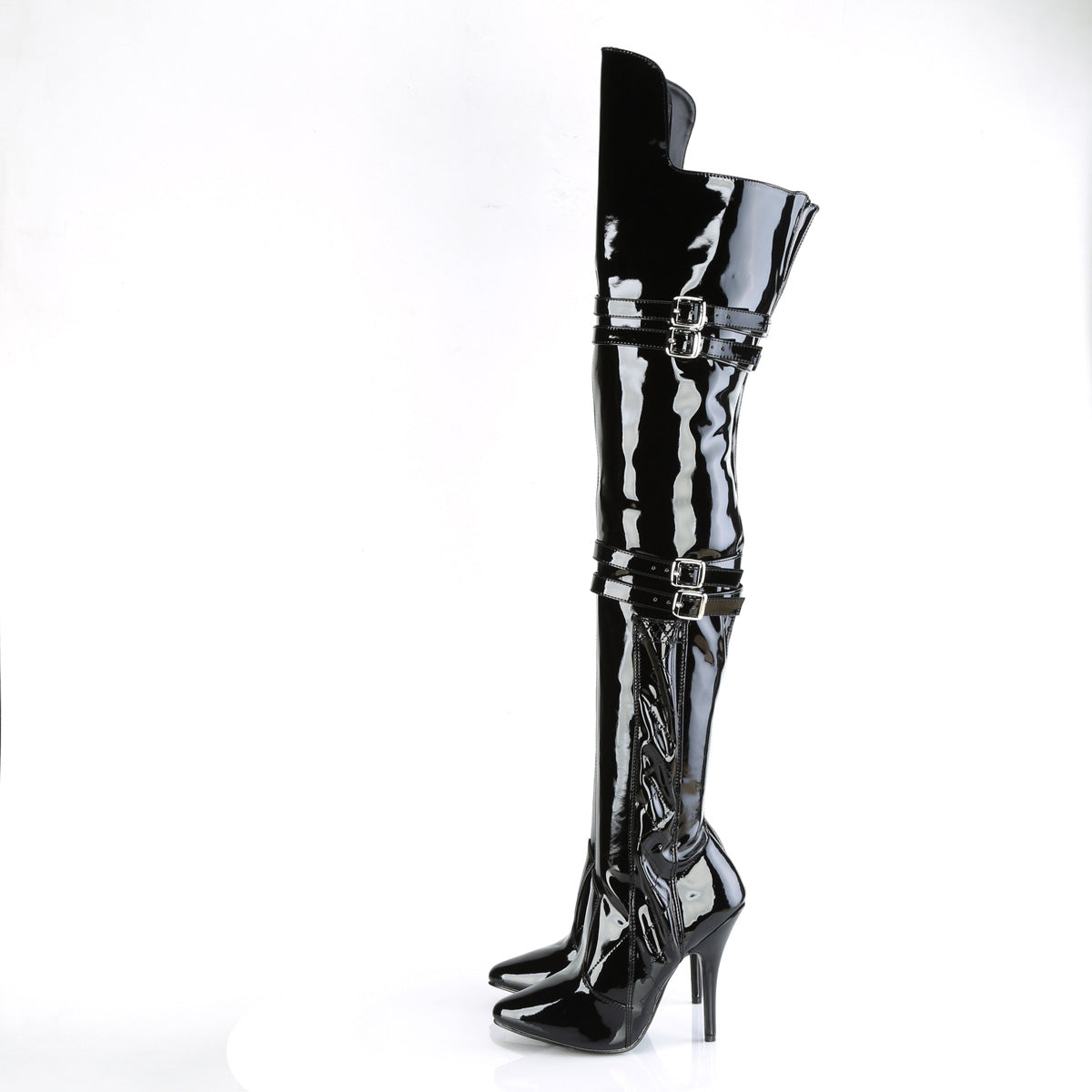 5 Inch Heel SEDUCE-3080 Black Stretch Patent