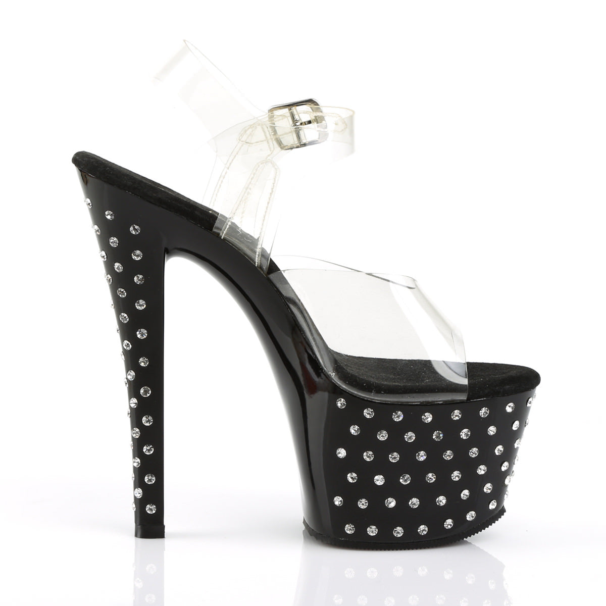 7 Inch Heel STARDUST-708 Clear-Black