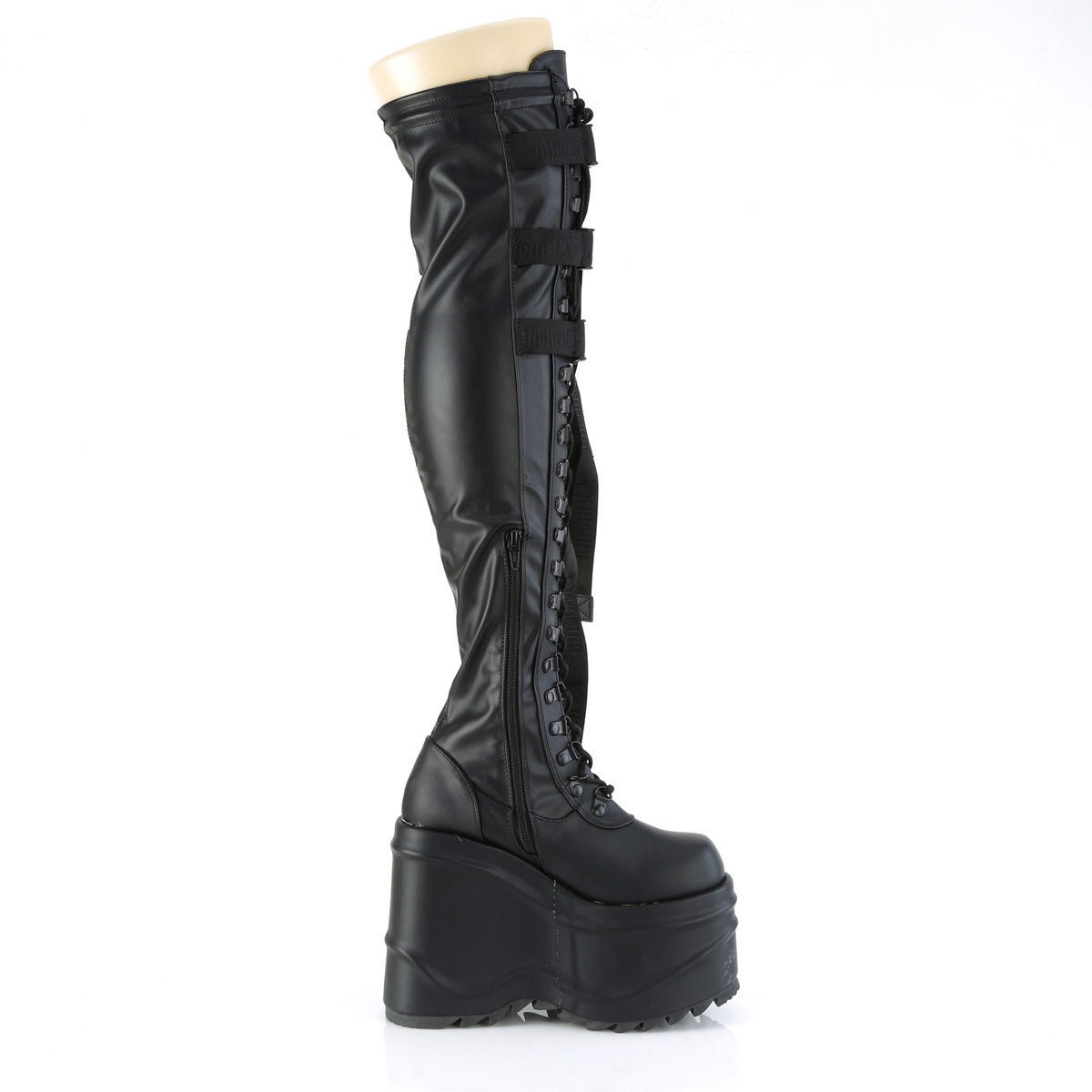 6 Inch Wedge Platform WAVE-315 Black Pu