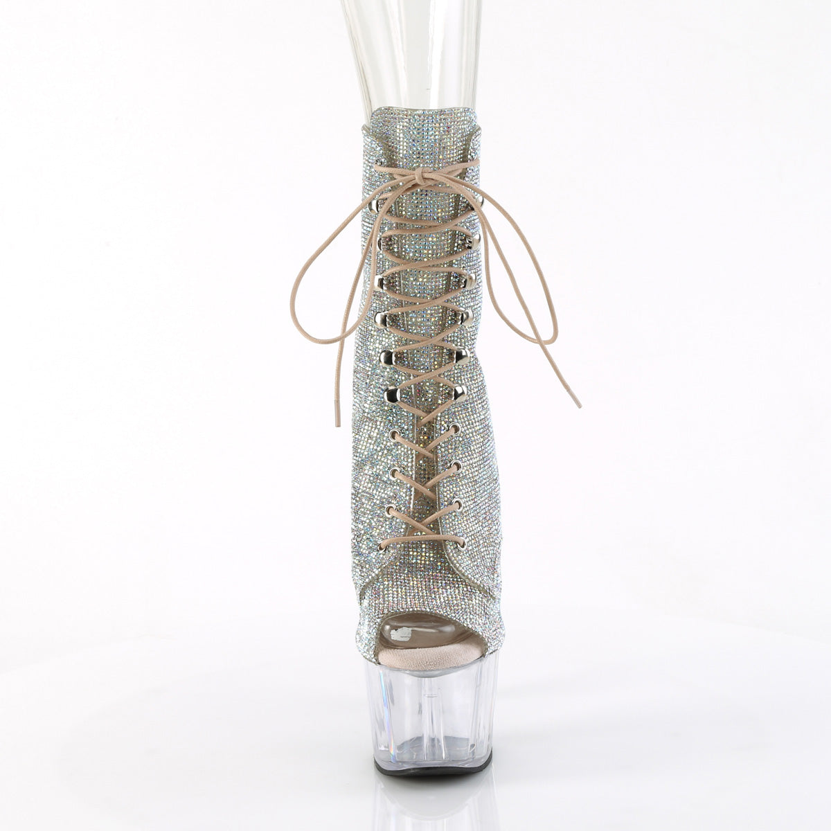 7 Inch Heel ADORE-1021C-RS Silver Rhinestone