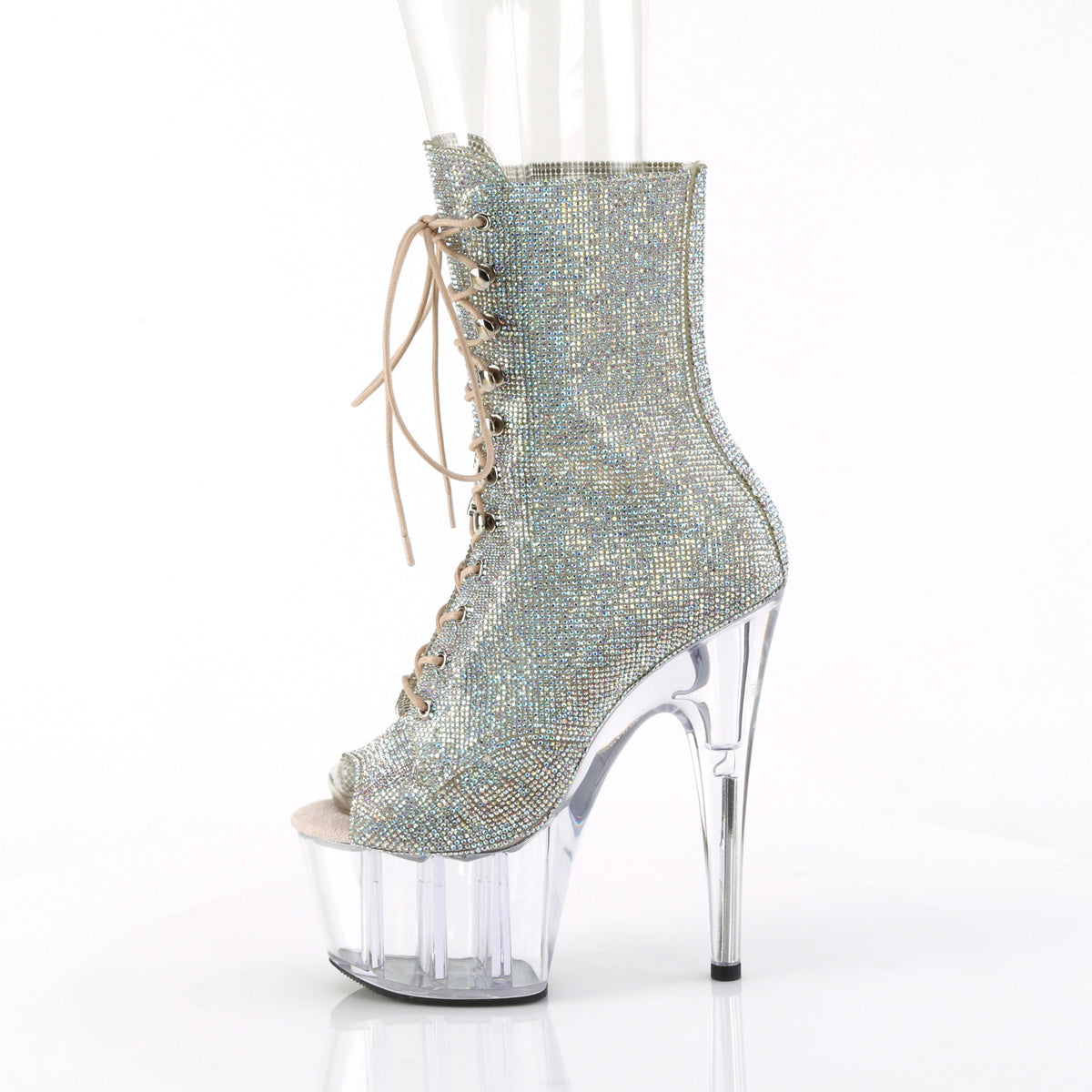 7 Inch Heel ADORE-1021C-RS Silver Rhinestone