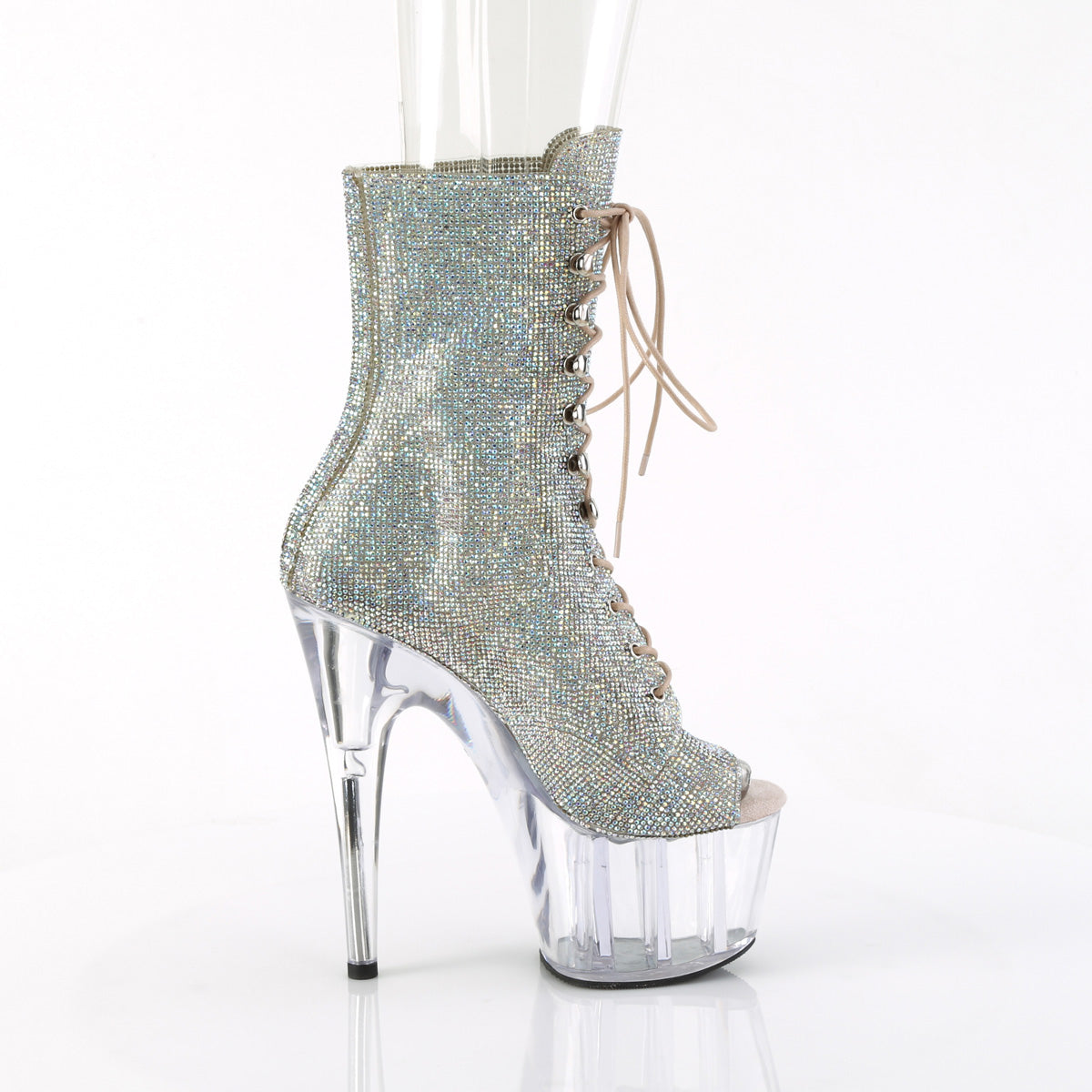 7 Inch Heel ADORE-1021C-RS Silver Rhinestone