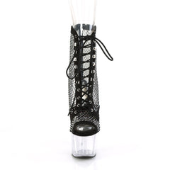 7 Inch Heel ADORE-1021RM Black Rhinestone Mesh