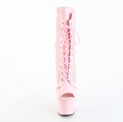 7 Inch Heel ADORE-1048RSNT Baby Pink Patent Rhinestone Mesh