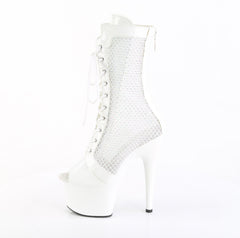 7 Inch Heel ADORE-1048RSNT White Patent Rhinestone Mesh