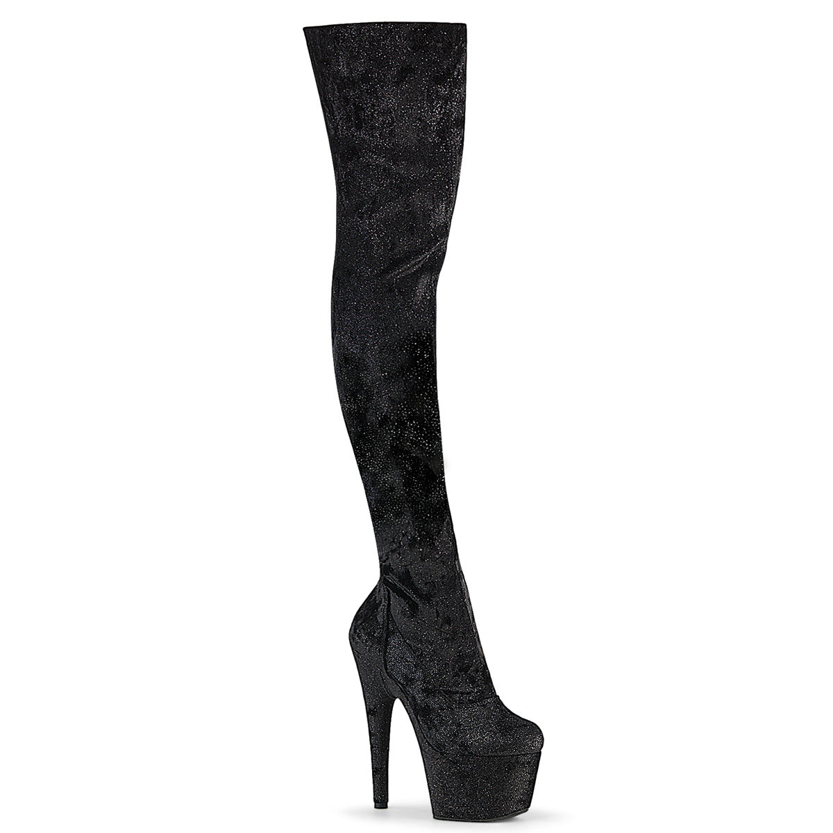 7 Inch Heel ADORE-3000WR Black Shimmering Fabric by Pleaser