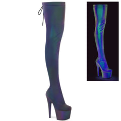 Pleaser Adore 3008Refl Green Purple Refllective Platform Shoes