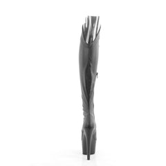 7 Inch Heel ADORE-3014 Black Stretch Faux Leather
