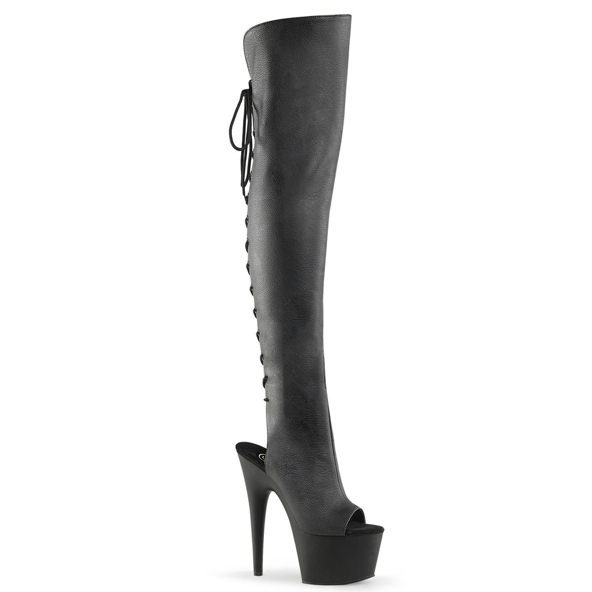 7 Inch Heel ADORE-3019 Black Faux Leather
