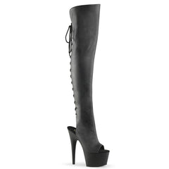 7 Inch Heel ADORE-3019 Black Faux Leather