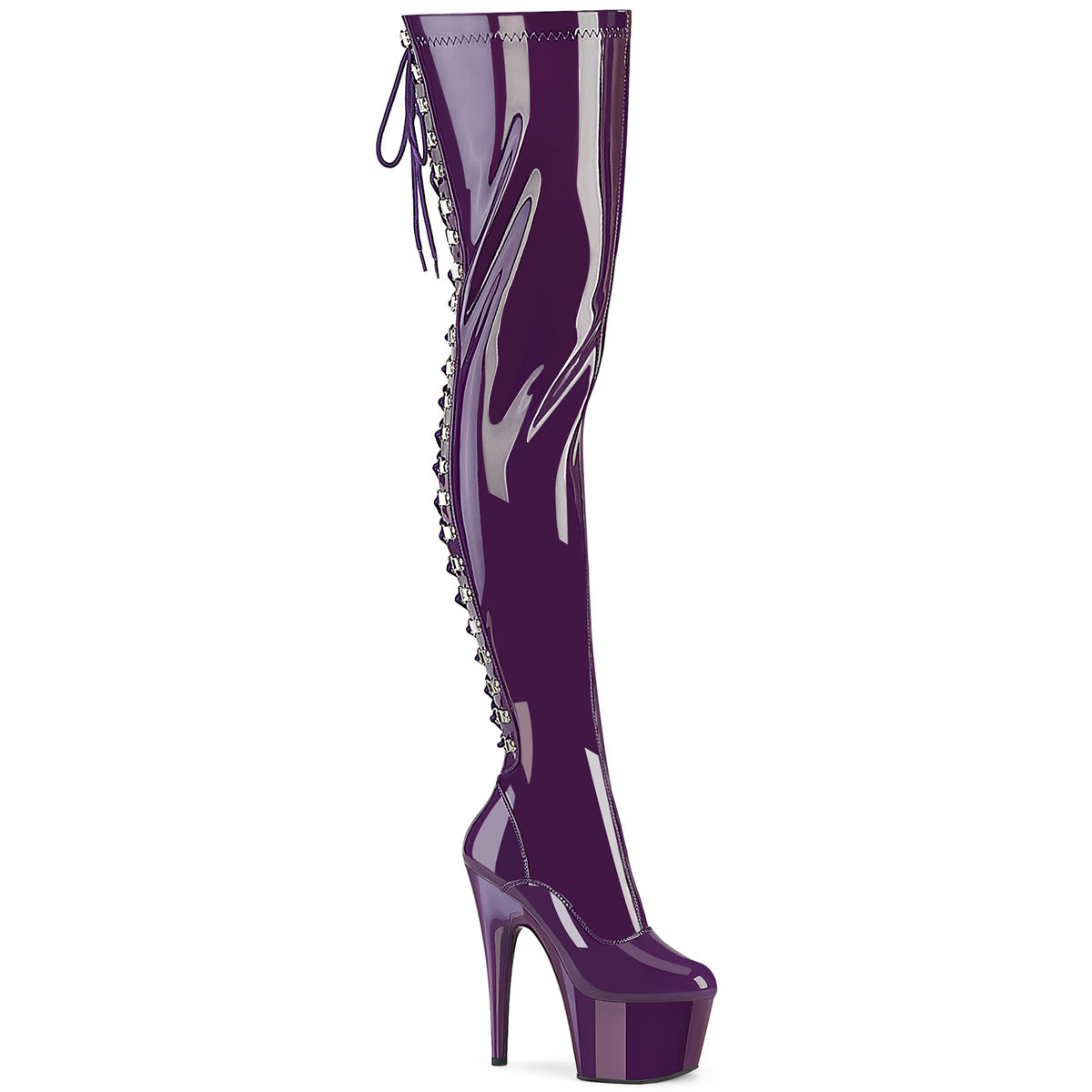 7 Inch Heel ADORE-3063 Purple Stretch Patent by Pleaser