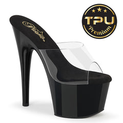 7 Inch Heel ADORE-701PREM Clear Black by Pleaser