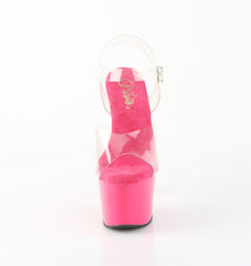 7 Inch Heel ADORE-708 Clear Hot Pink