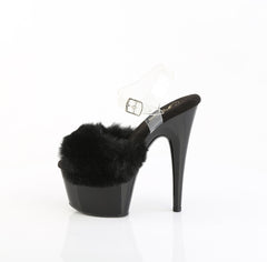 7 Inch Heel ADORE-708FUR Black Faux Fur