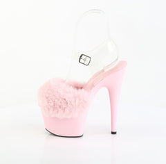 7 Inch Heel ADORE-708FUR Baby Pink Faux Fur