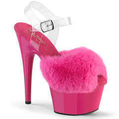 7 Inch Heel ADORE-708FUR Fuchsia Faux Fur Clear TPU by Pleaser
