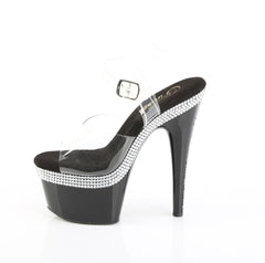 7 Inch Heel ADORE-708MLS Clear Black