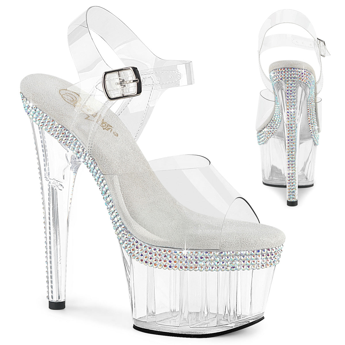 7 Inch Heel ADORE-708MLS Clear by Pleaser