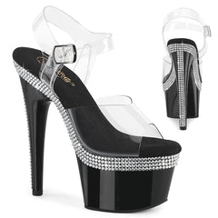 7 Inch Heel ADORE-708MLS Clear Black by Pleaser