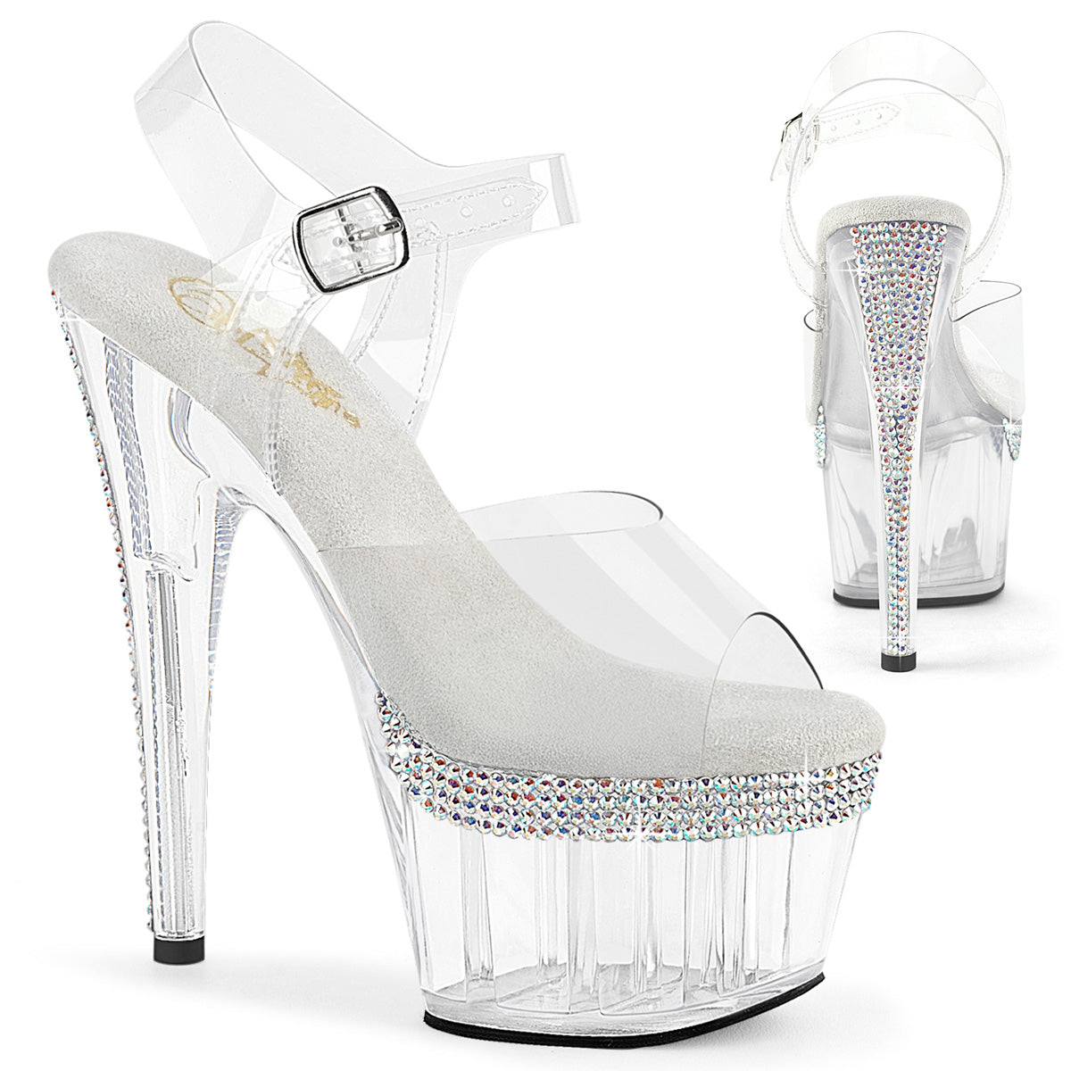 7 Inch Heel ADORE-708PHRS Clear by Pleaser