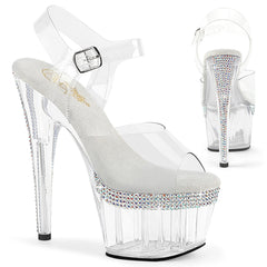 7 Inch Heel ADORE-708PHRS Clear by Pleaser