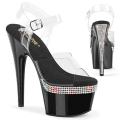 7 Inch Heel ADORE-708PHRS Clear Black by Pleaser