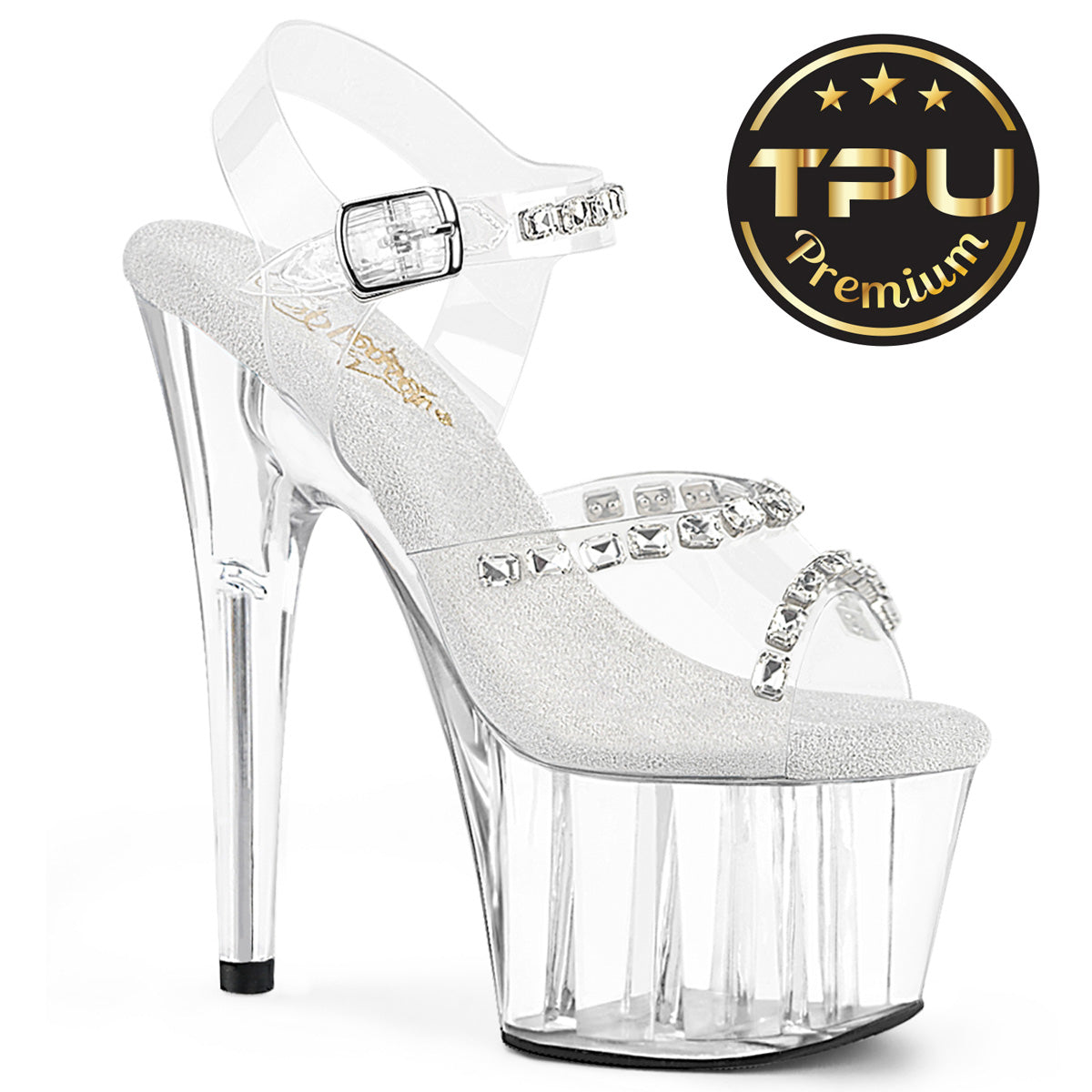 7 Inch Heel ADORE-708PREM-STN Clear TPU by Pleaser