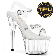 7 Inch Heel ADORE-708PREM-STN Clear TPU by Pleaser