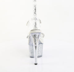 7 Inch Heel ADORE-708PREM-STNG Clear Silver Glitter
