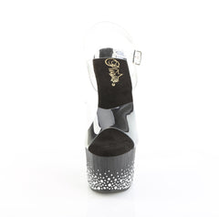 7 Inch Heel ADORE-708SPKL-01 Clear Black Rhinestone