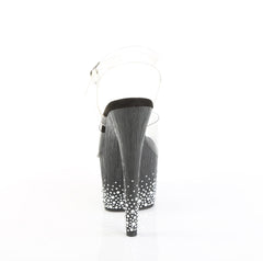 7 Inch Heel ADORE-708SPKL-01 Clear Black Rhinestone