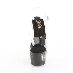 7 Inch Heel ADORE-708WFRS Clear Black Rhinestone