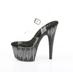7 Inch Heel ADORE-708WFRS Clear Black Rhinestone