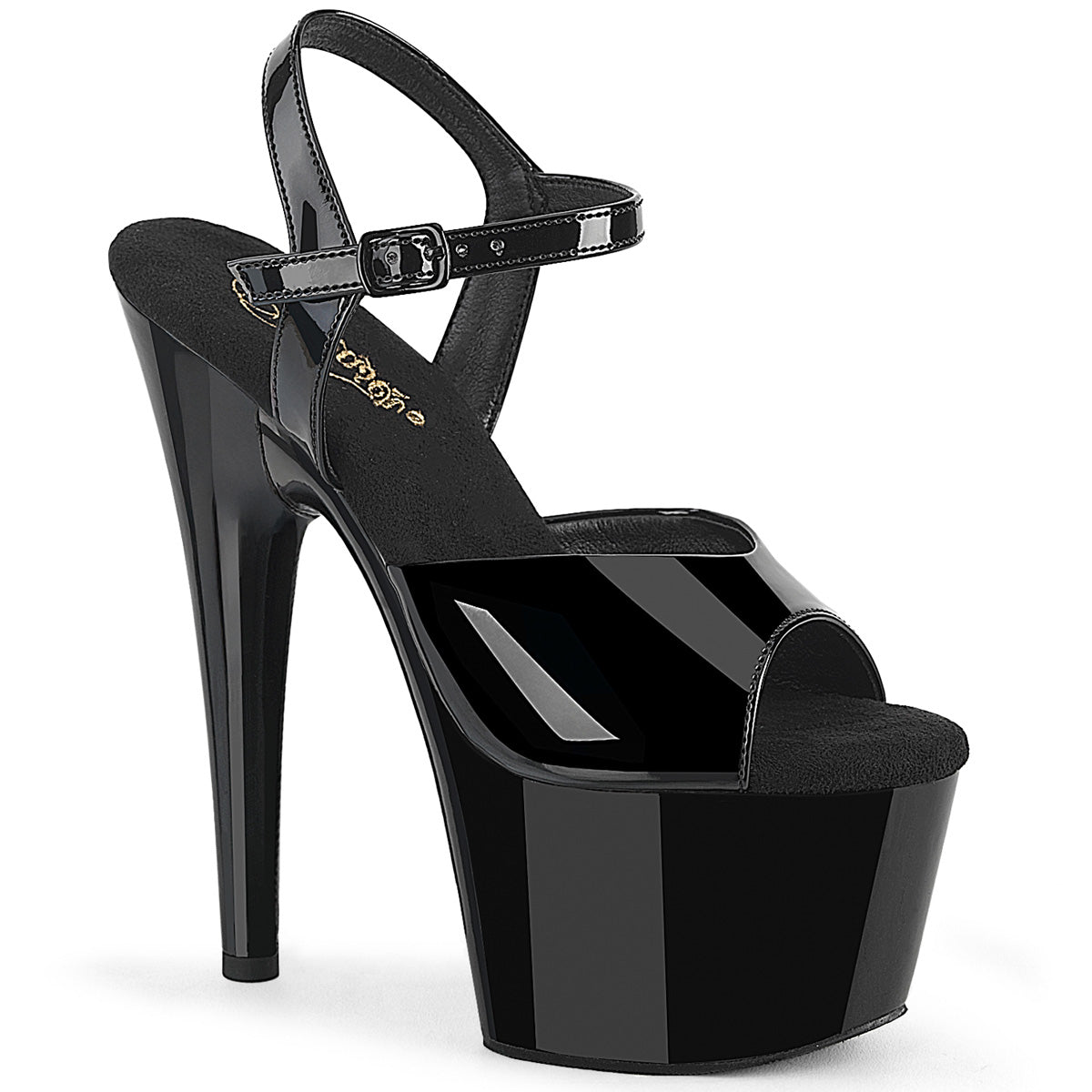 7 Inch Heel ADORE-709WR Black Patent by Pleaser