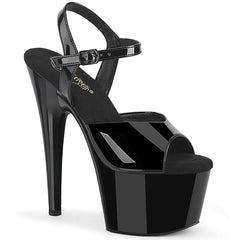 7 Inch Heel ADORE-709WR Black Patent by Pleaser