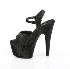7 Inch Heel ADORE-709WR Black Shimmering Fabric