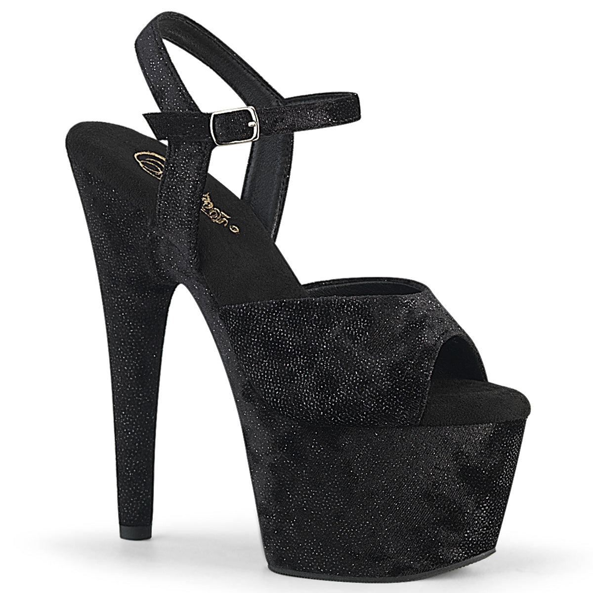 7 Inch Heel ADORE-709WR Black Shimmering Fabric by Pleaser
