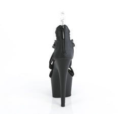 7 Inch Heel ADORE-720 Black Faux Leather Fabric