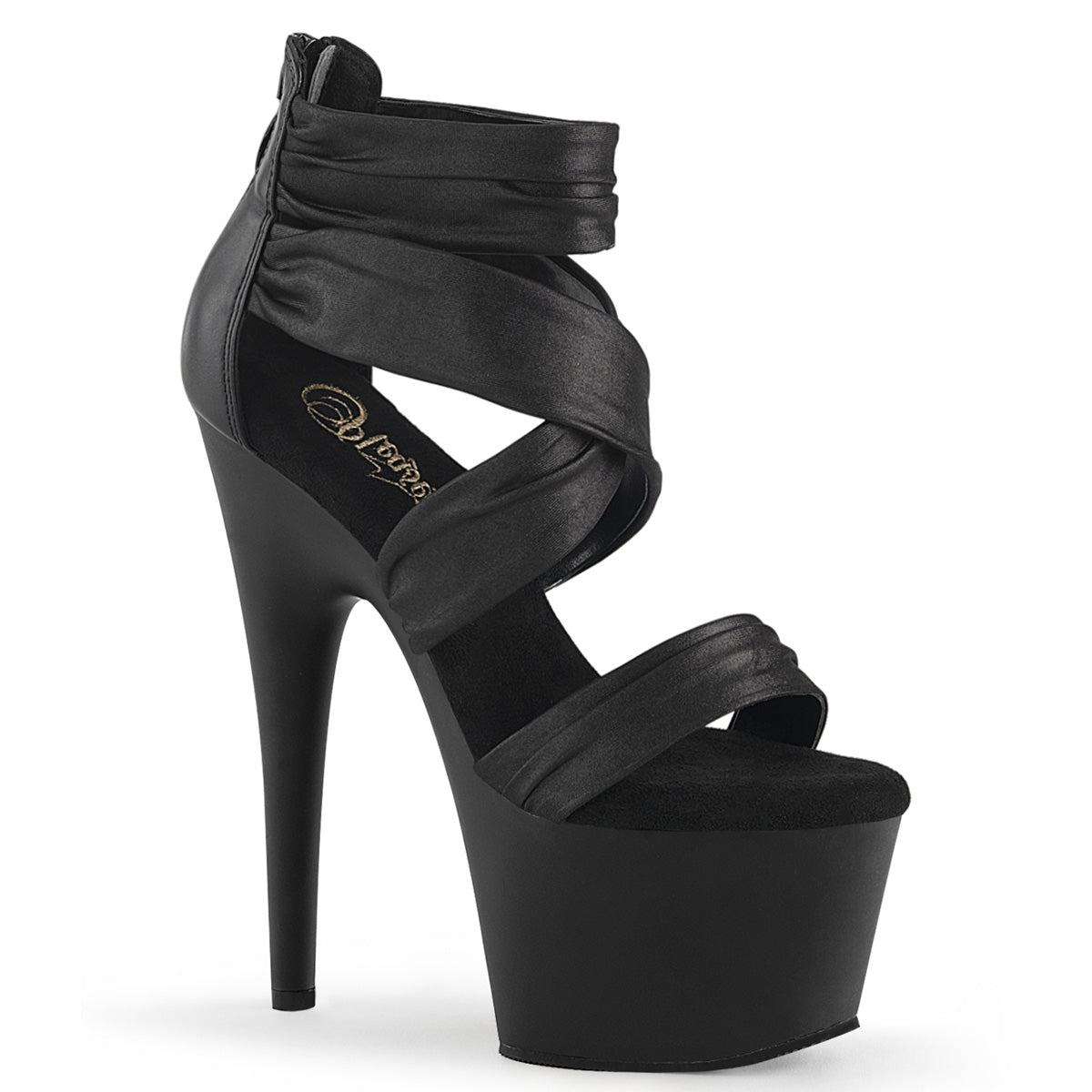7 Inch Heel ADORE-720 Black Faux Leather Fabric by Pleaser