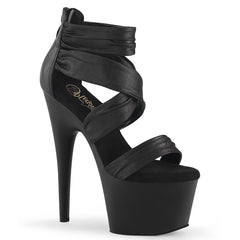 7 Inch Heel ADORE-720 Black Faux Leather Fabric by Pleaser